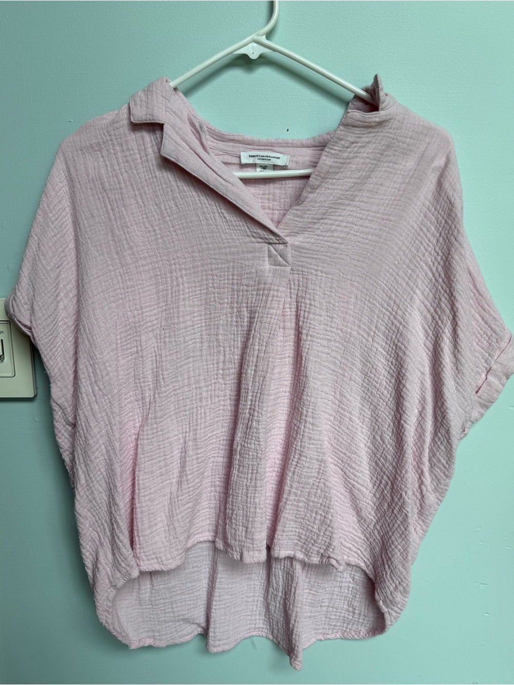 beachlunchlounge Soft Pink Gauze V-Neck Short Sleeve Tunic